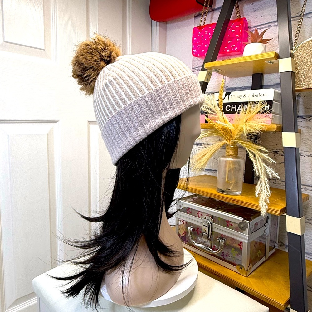 Christian Siriano Ribbed Beanie with PomPom